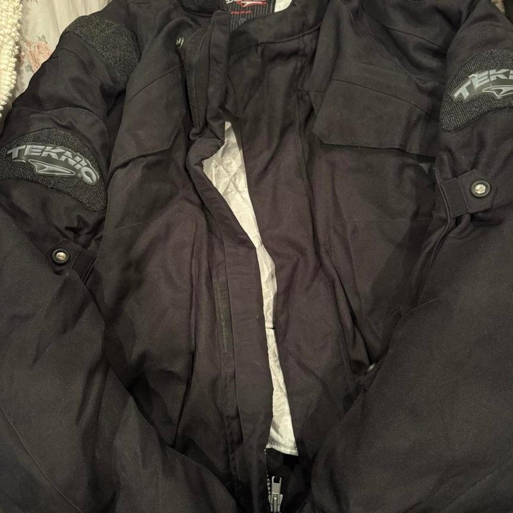 Teknic Black Textile Motorcycle Riding Jacket Armor Quilted Liner Mens 54/64